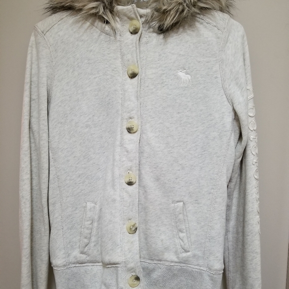 Abercrombie faux fur sweater hoodie - Picture 2 of 4